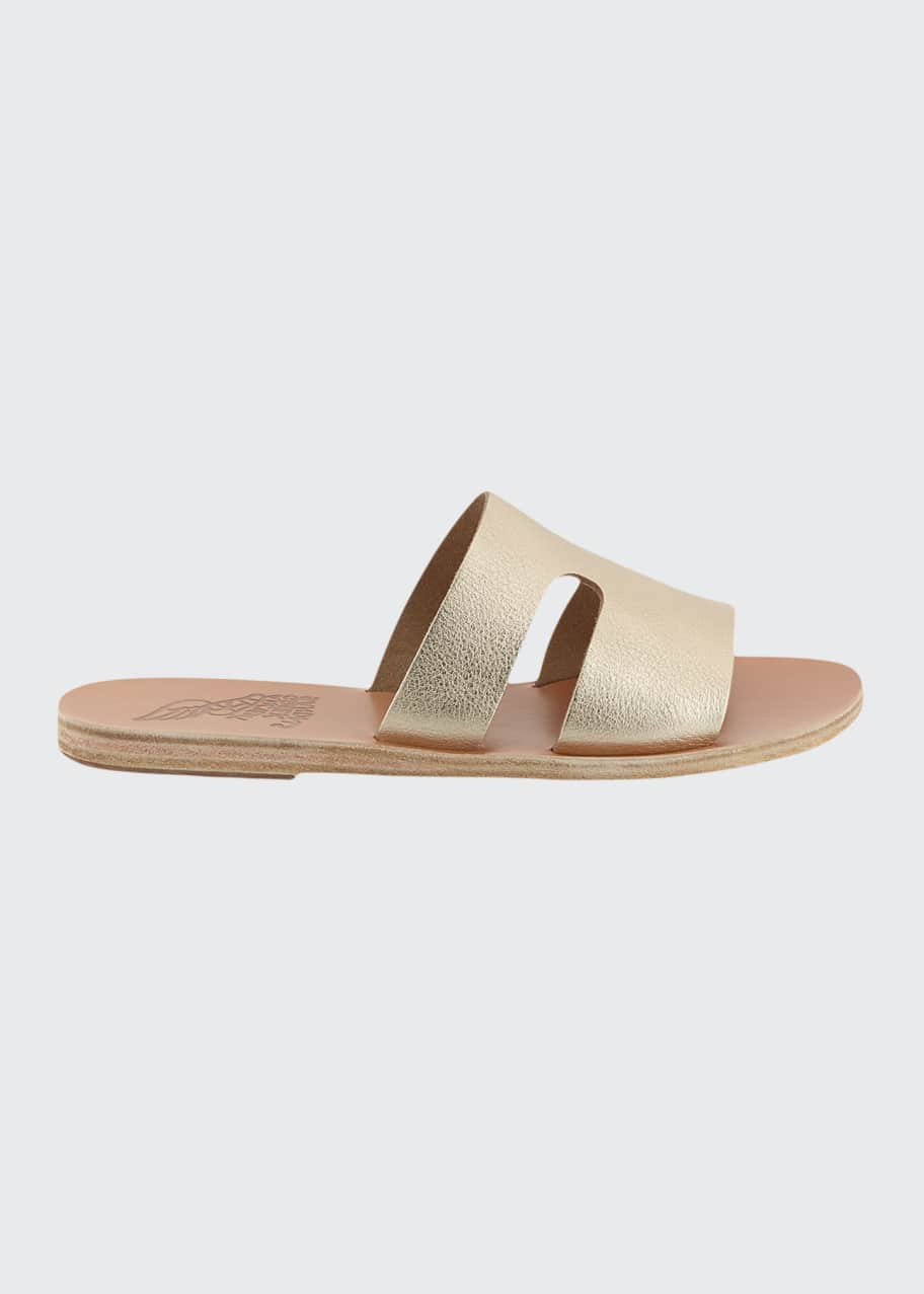 Image 1 of 1: Apteros Cutout Leather Flat Slide Sandals