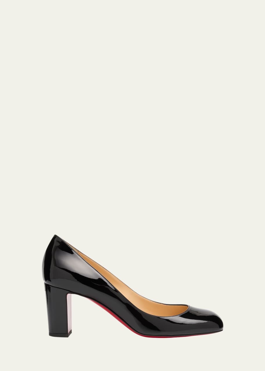 Christian Louboutin Cadrilla Patent BlockHeel Red Sole Pump Bergdorf