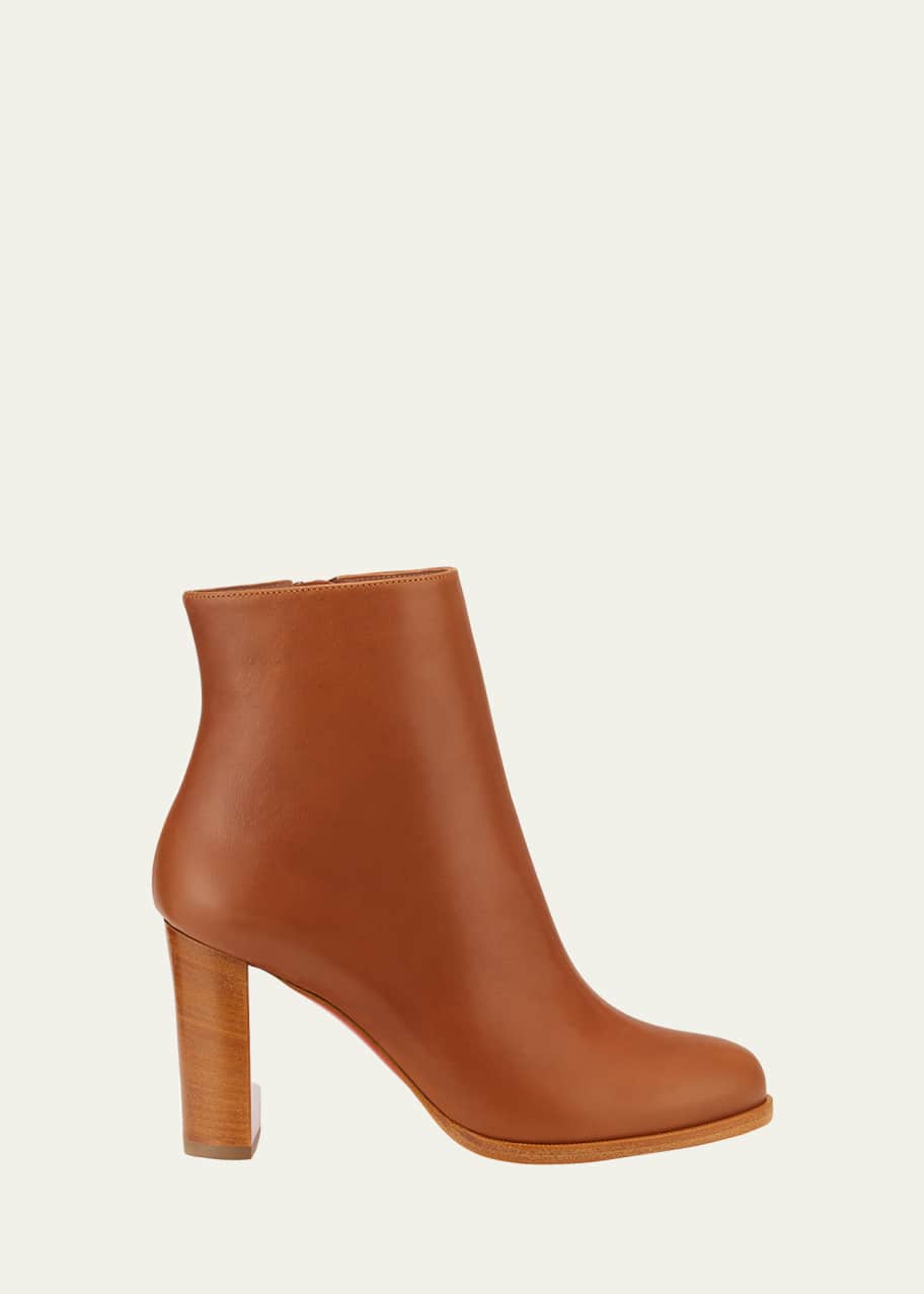 Image 1 of 1: Adox Leather Block-Heel Red Sole Boots