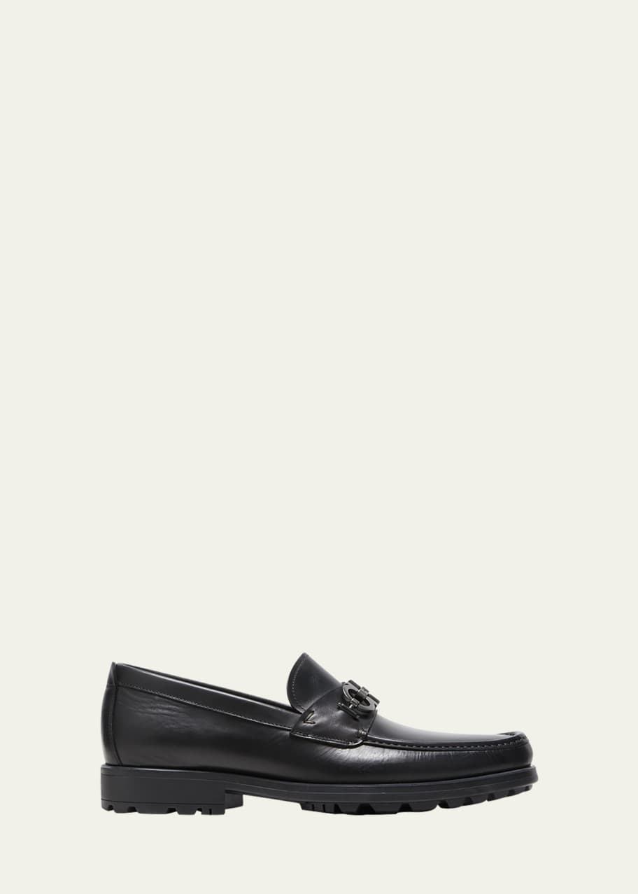 Ferragamo Gancini-plaque leather loafers - Black