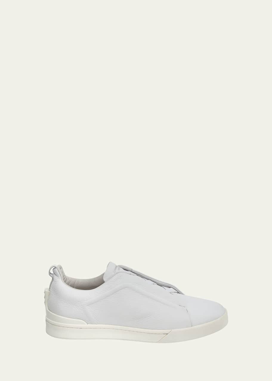 Image 1 of 1: Men's Couture Triple-Stitch Leather Low-Top Sneakers