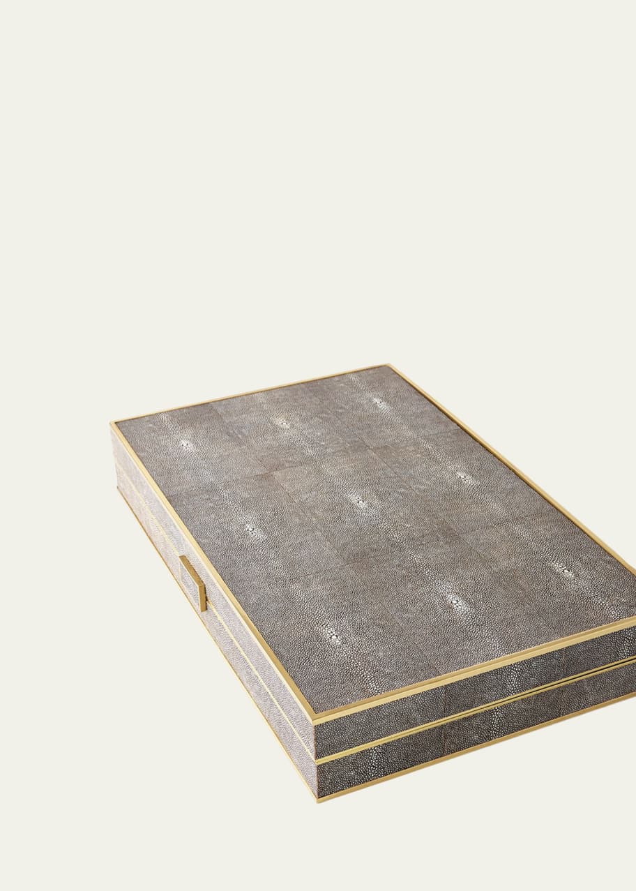 Image 1 of 1: Chocolate Faux Shagreen Backgammon Set