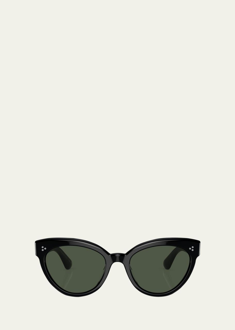 Oliver Peoples Roella Polarized Cat-Eye Sunglasses, Black  display picture 2