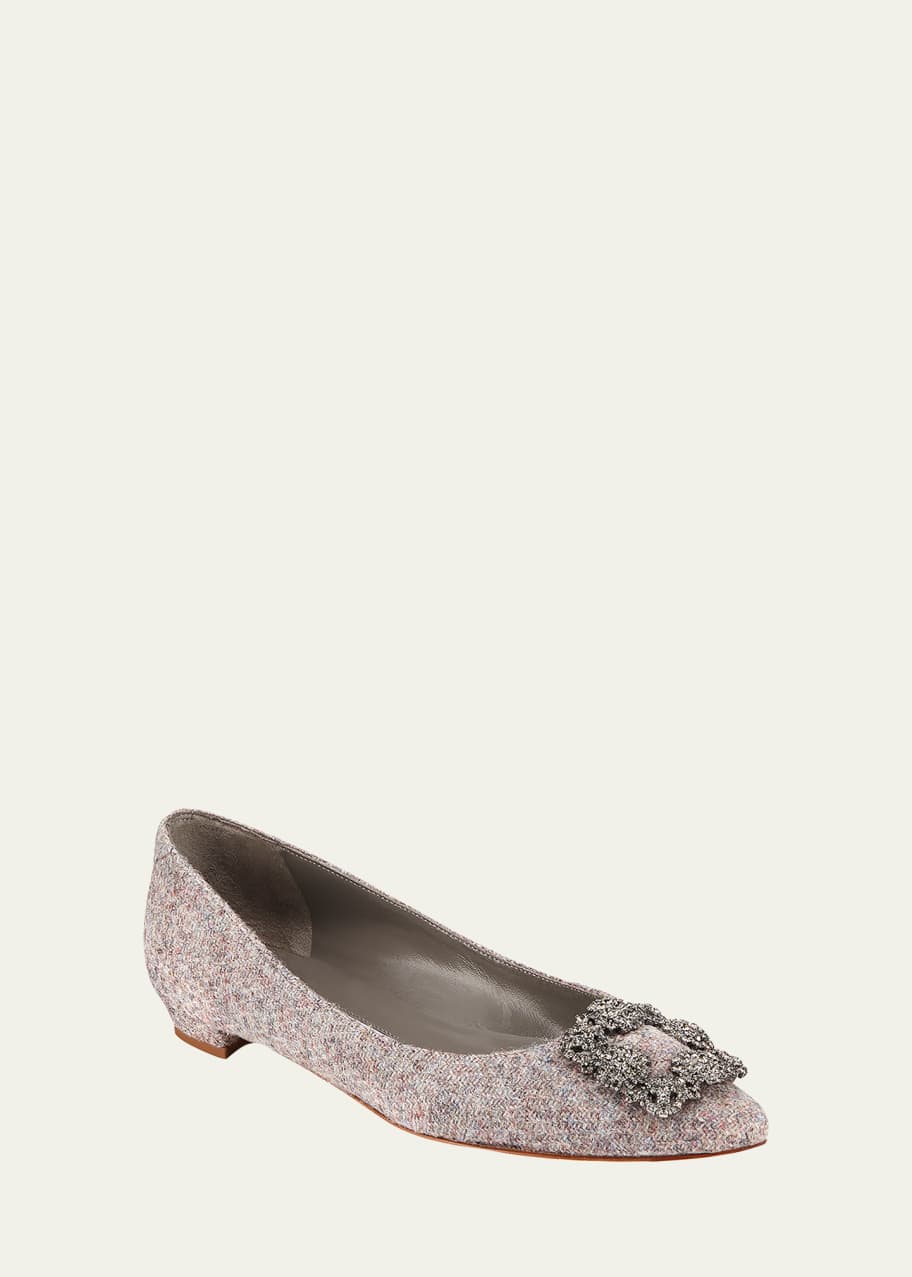 Manolo blahnik hangisi discount metallic fabric buckle flat