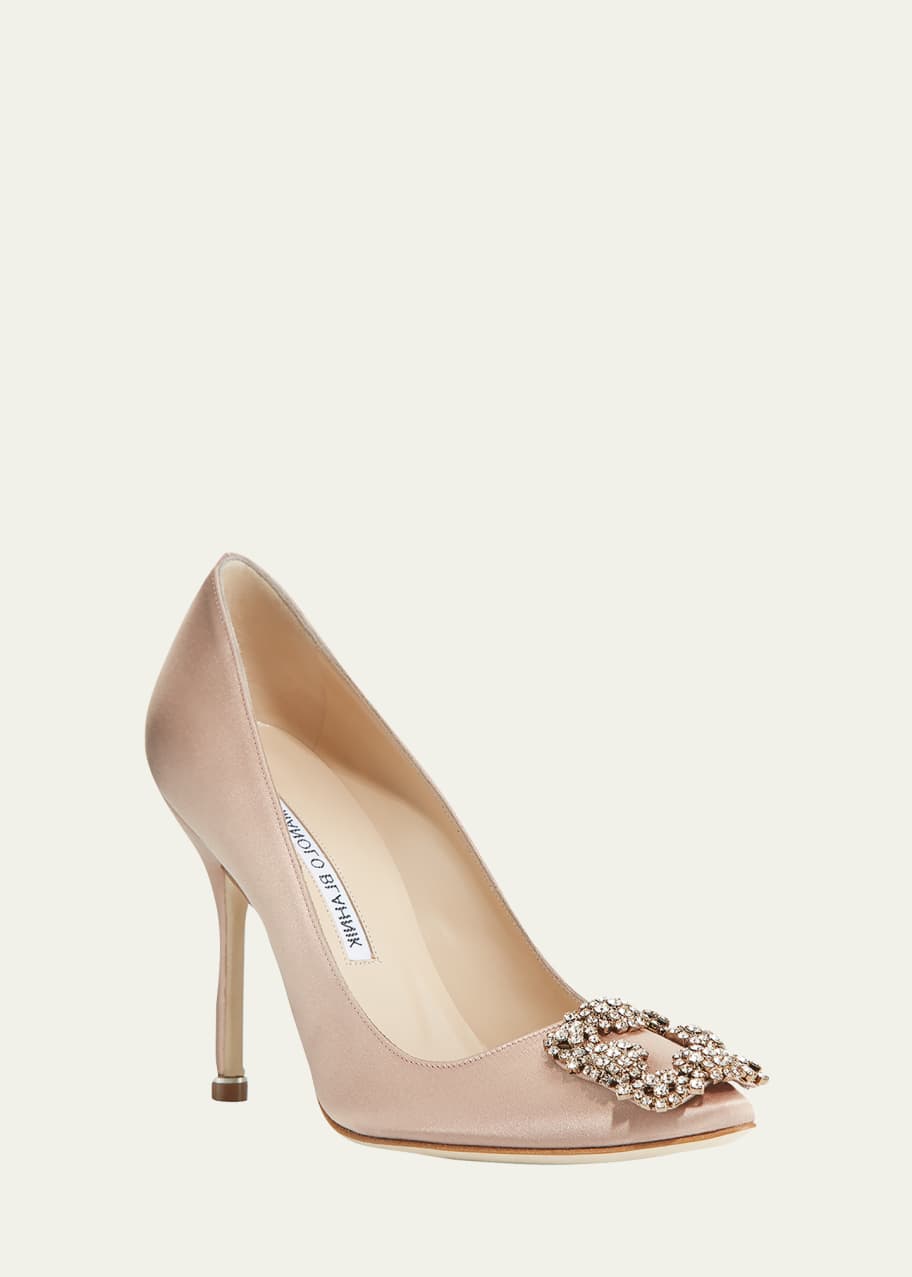 Manolo Blahnik Hangisi 105mm Satin High-Heel Pumps