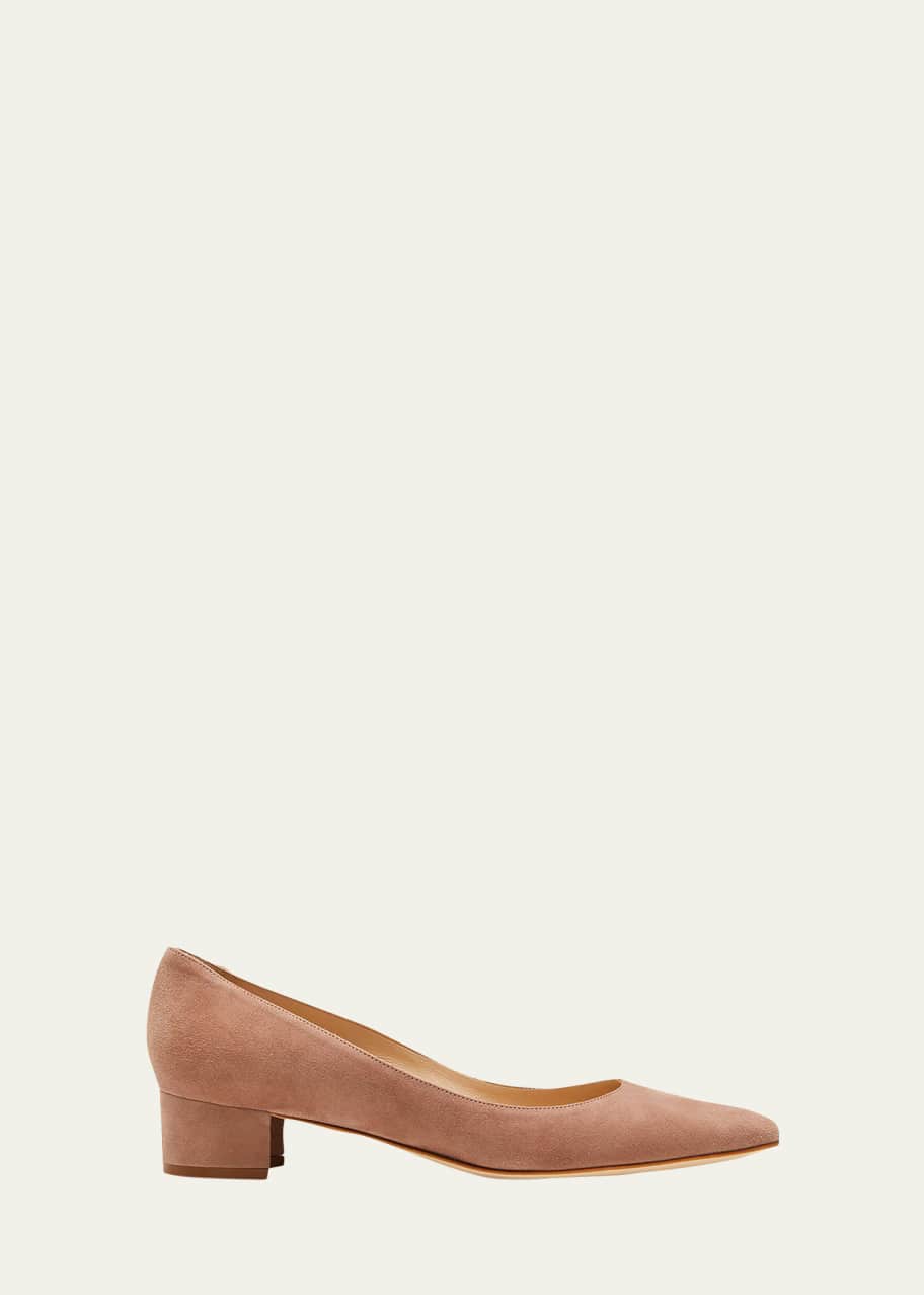 Manolo Blahnik Listony Suede Low Heel Pumps Bergdorf Goodman