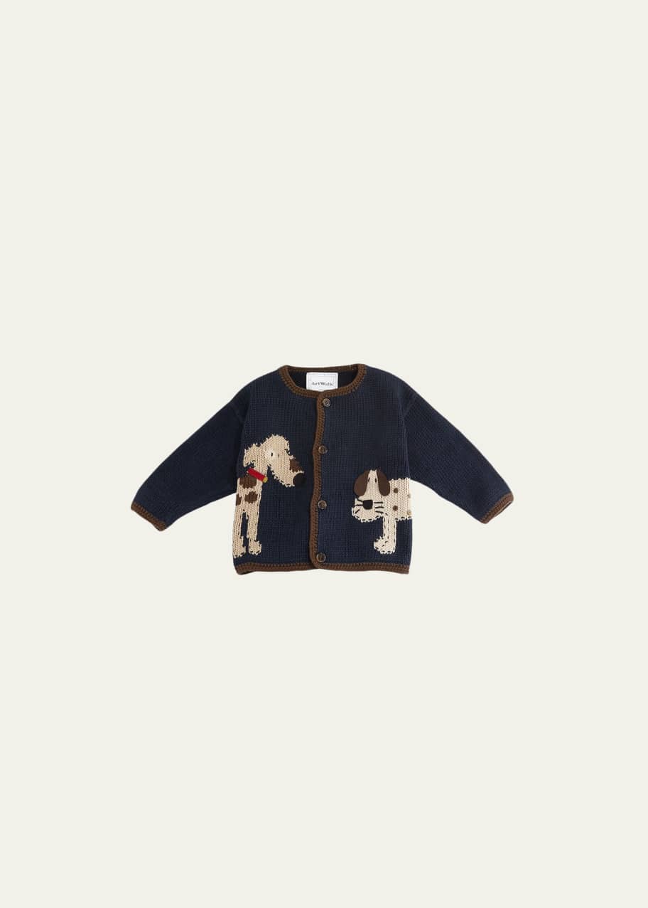 Image 1 of 1: Woof Woof Cotton Button-Front Sweater, Blue, Size 6-24 Months