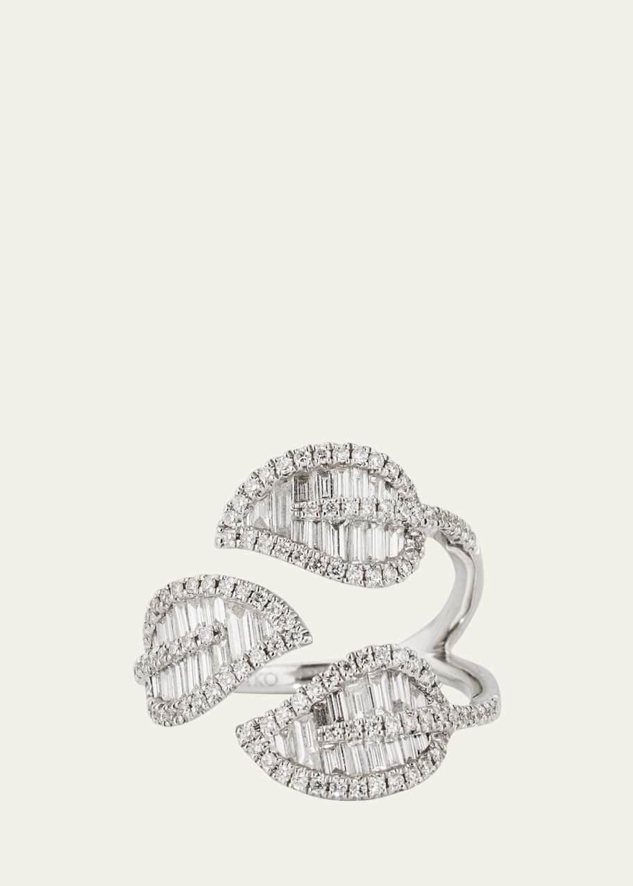 Image 1 of 1: 18k White Gold Diamond 3-Leaf Ring