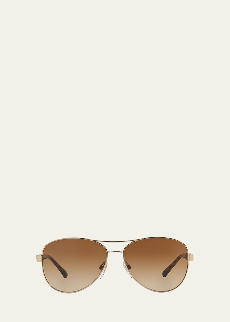 Burberry Mirrored Steel Aviator Sunglasses - Bergdorf Goodman display picture 1