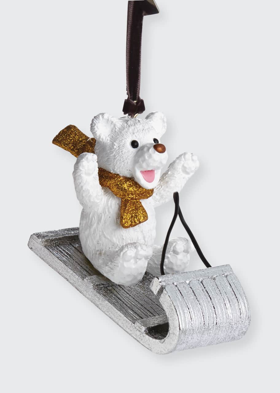 Image 1 of 1: Sledding Teddy Bear Ornament