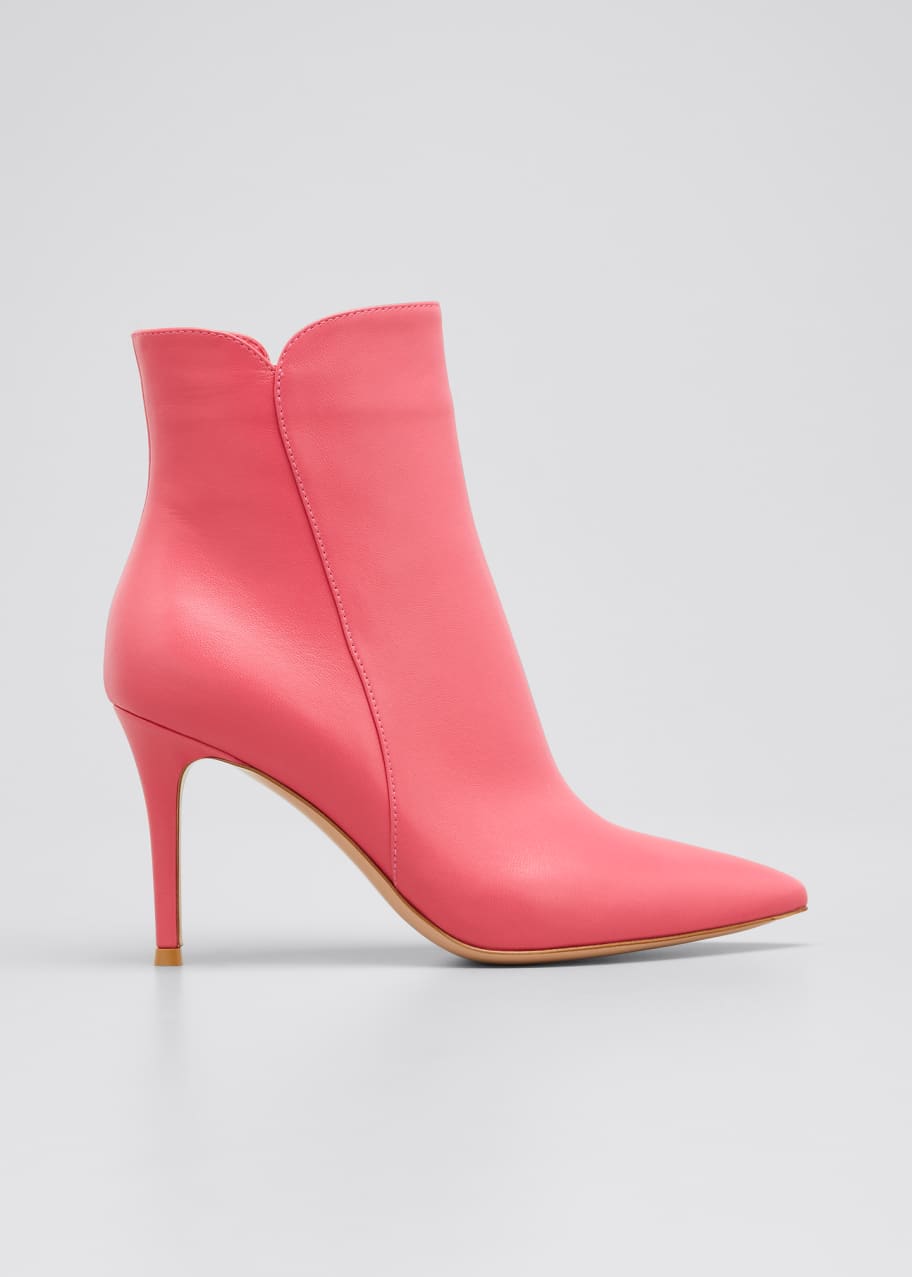 Gianvito Rossi Levy Notched Leather 85mm Booties - Bergdorf Goodman