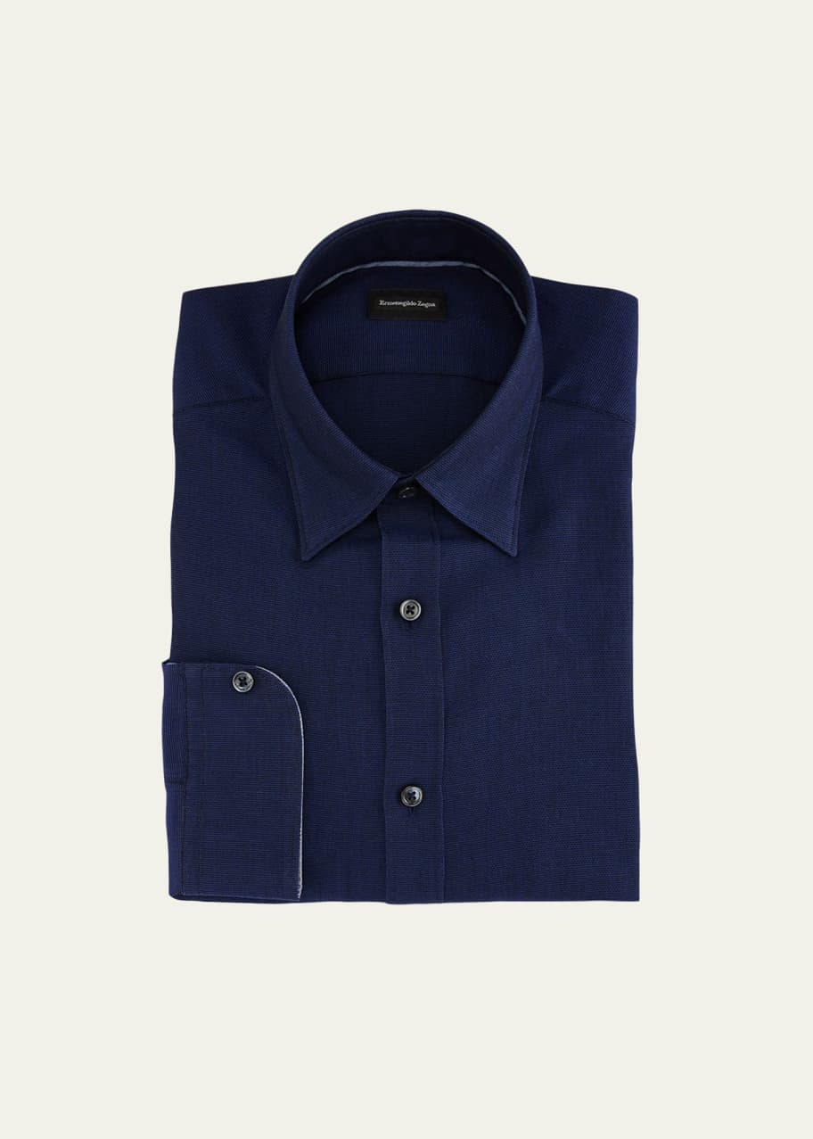 ZEGNA Men's Woven Mesh Regular-Fit Dress Shirt - Bergdorf Goodman