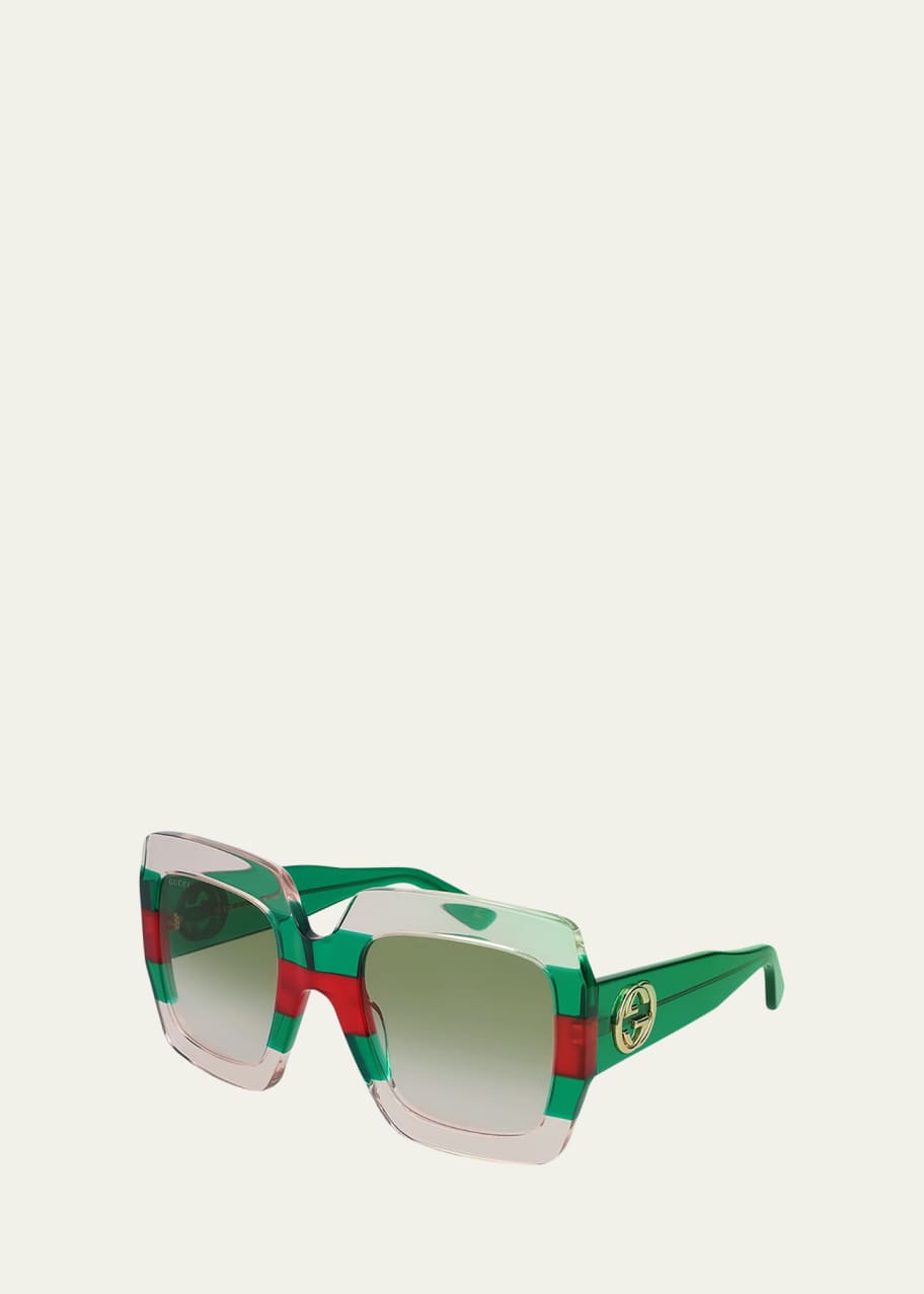 Gucci Oversized Square Web GG Sunglasses - Bergdorf Goodman