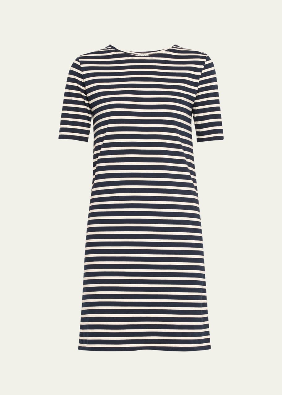 Image 1 of 1: Crewneck Short-Sleeve Striped Tee Dress