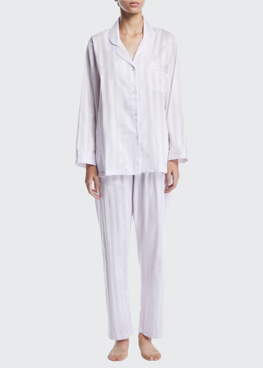 P Jamas Tina Shadow-Stripe Long-Sleeve Long Pajama Set - Bergdorf Goodman