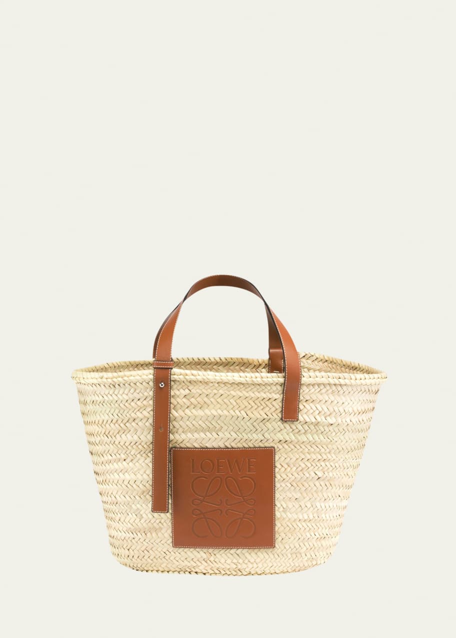 Loewe Basket Bag in Palm Leaf with Leather Handles - Bergdorf Goodman