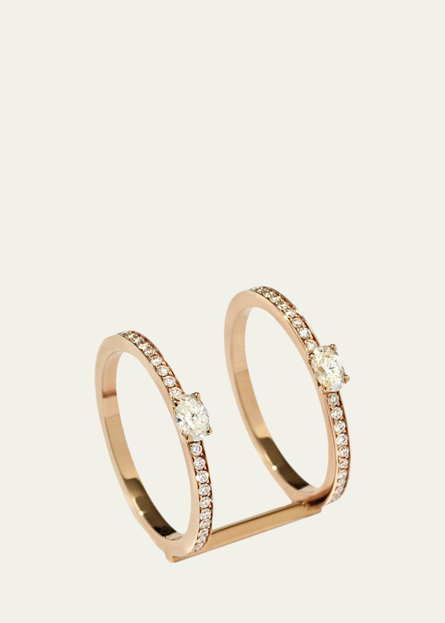 Image 1 of 1: Harvest Two-Row Ring with Two Oval-Cut Diamonds in 18K Gold