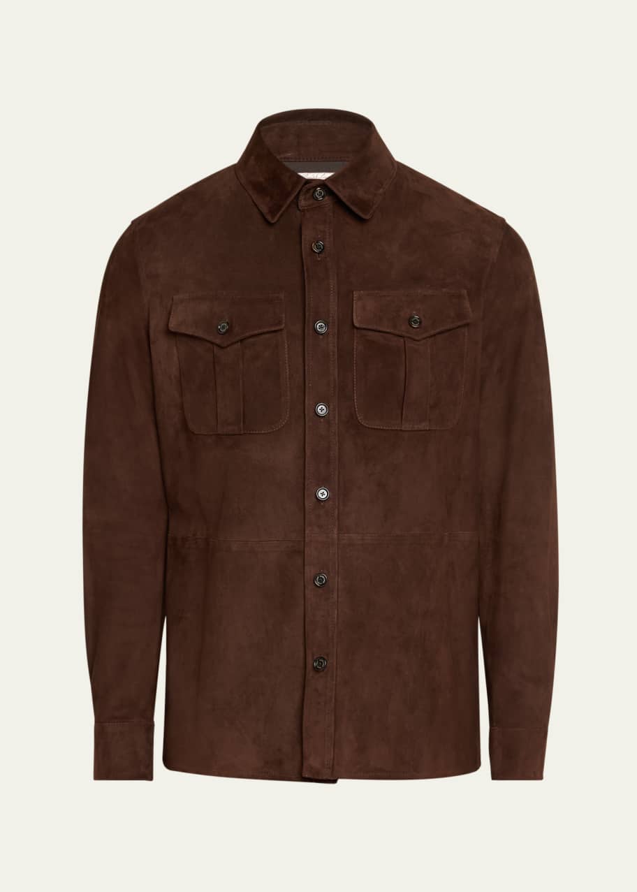 Ralph Lauren Purple Labelレザーシャツ スウェード L Ralph Lauren Purple Label Suede Shirt Jacket - Bergdorf Goodman