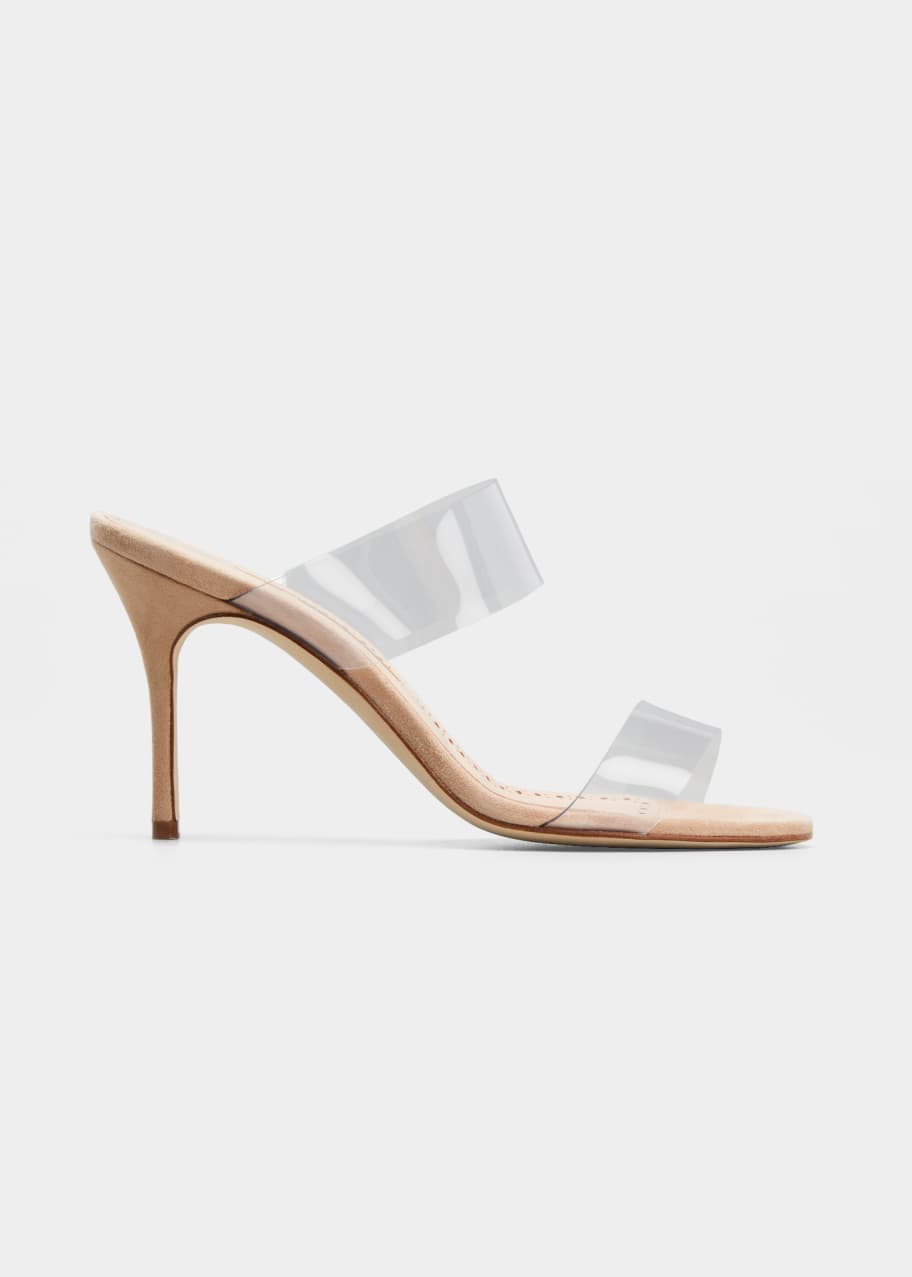 Manolo Blahnik Scolto PVC Two-Strap Sandals - Bergdorf Goodman