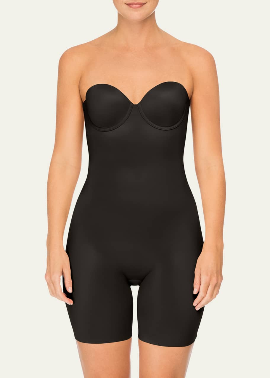 Image 1 of 1: Suit Your Fancy Strapless Cupped Mid-Thigh Shaping Bodysuit