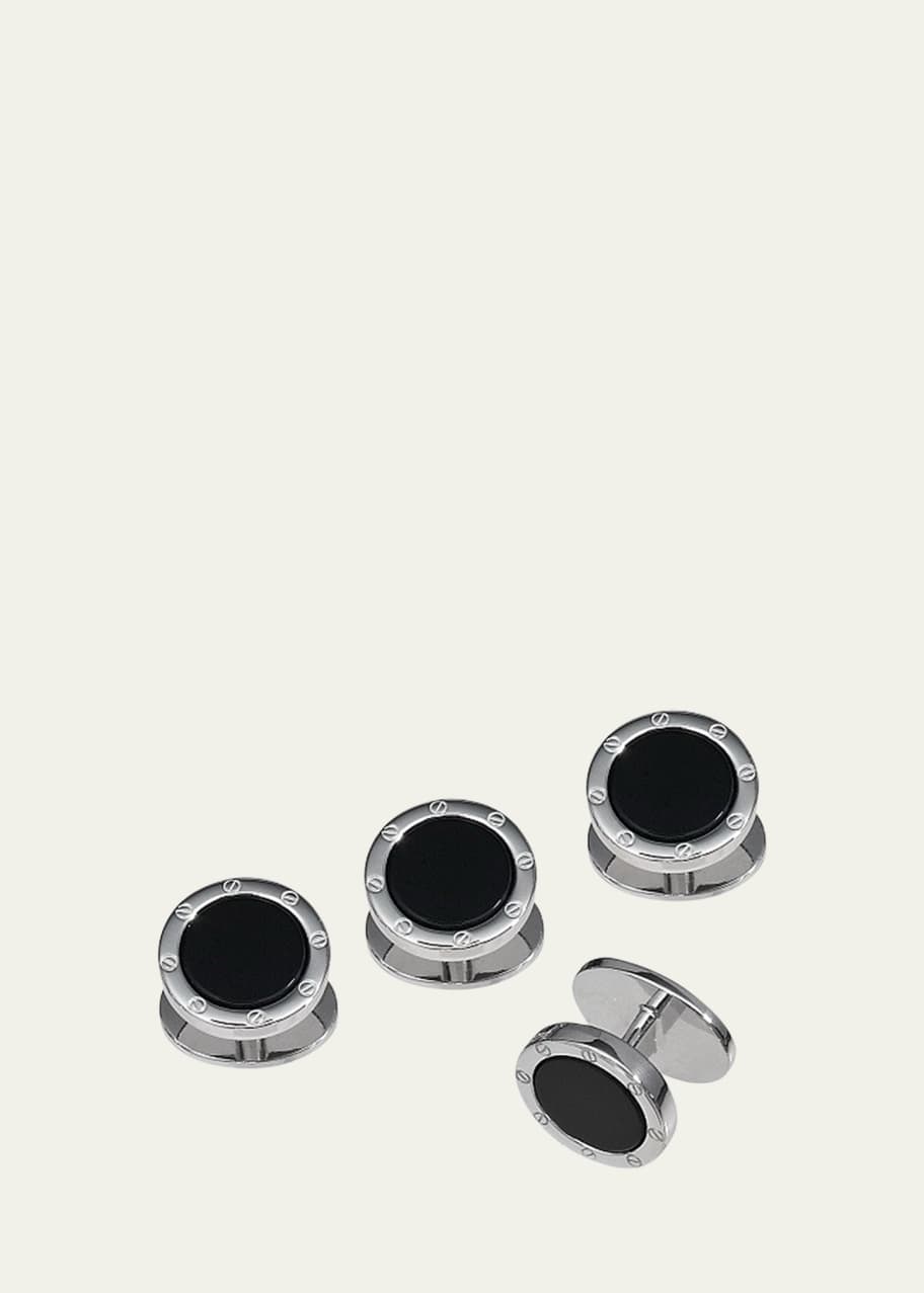 Image 1 of 1: Men's Round Black Onyx Screw Shirt Studs