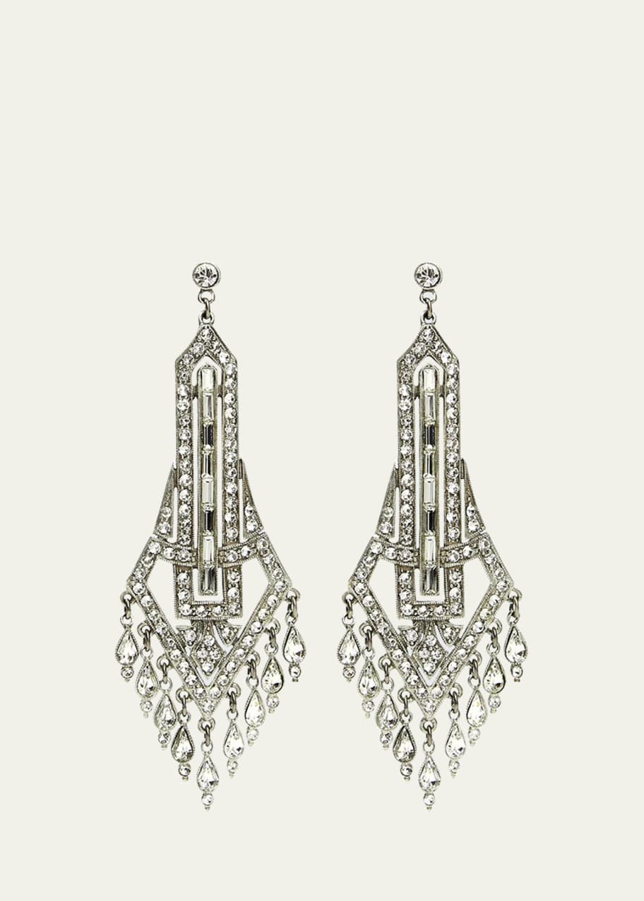Image 1 of 1: Silver Deco Chandelier Crystal Drop Earrings