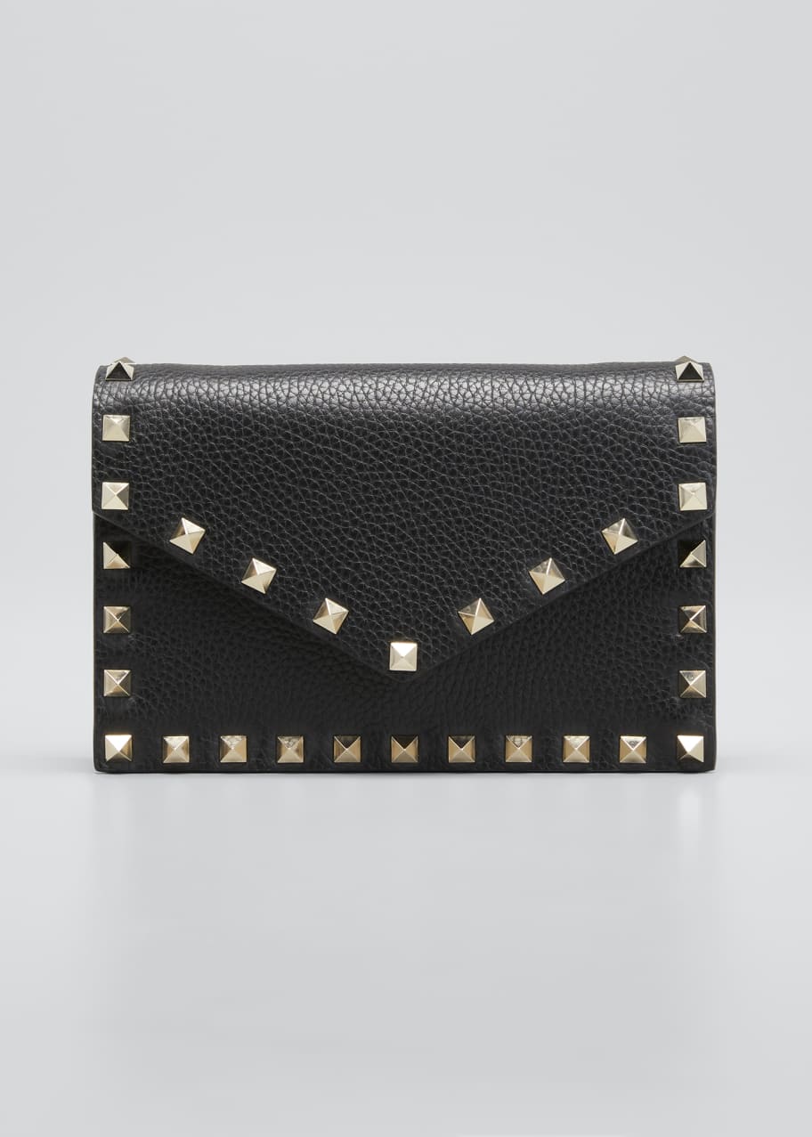 Rockstud small leather flap top wallet on a chain