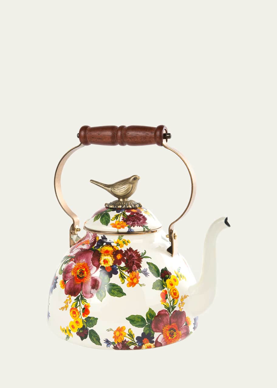 MacKenzieChilds Flower Market 3Qt. Tea Kettle With Bird Bergdorf
