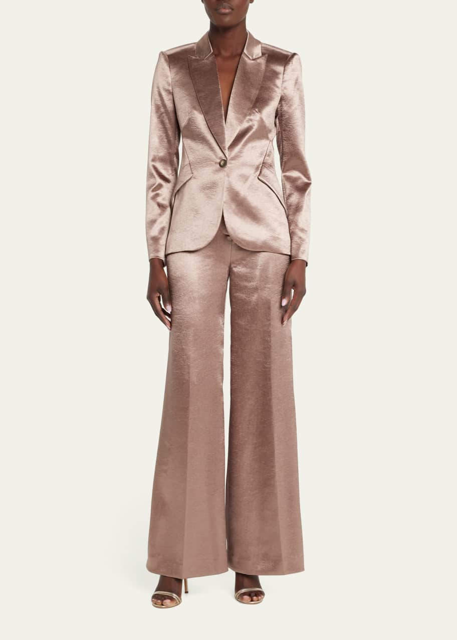 L'Agence Chamberlain Satin SingleBreasted Blazer Bergdorf Goodman