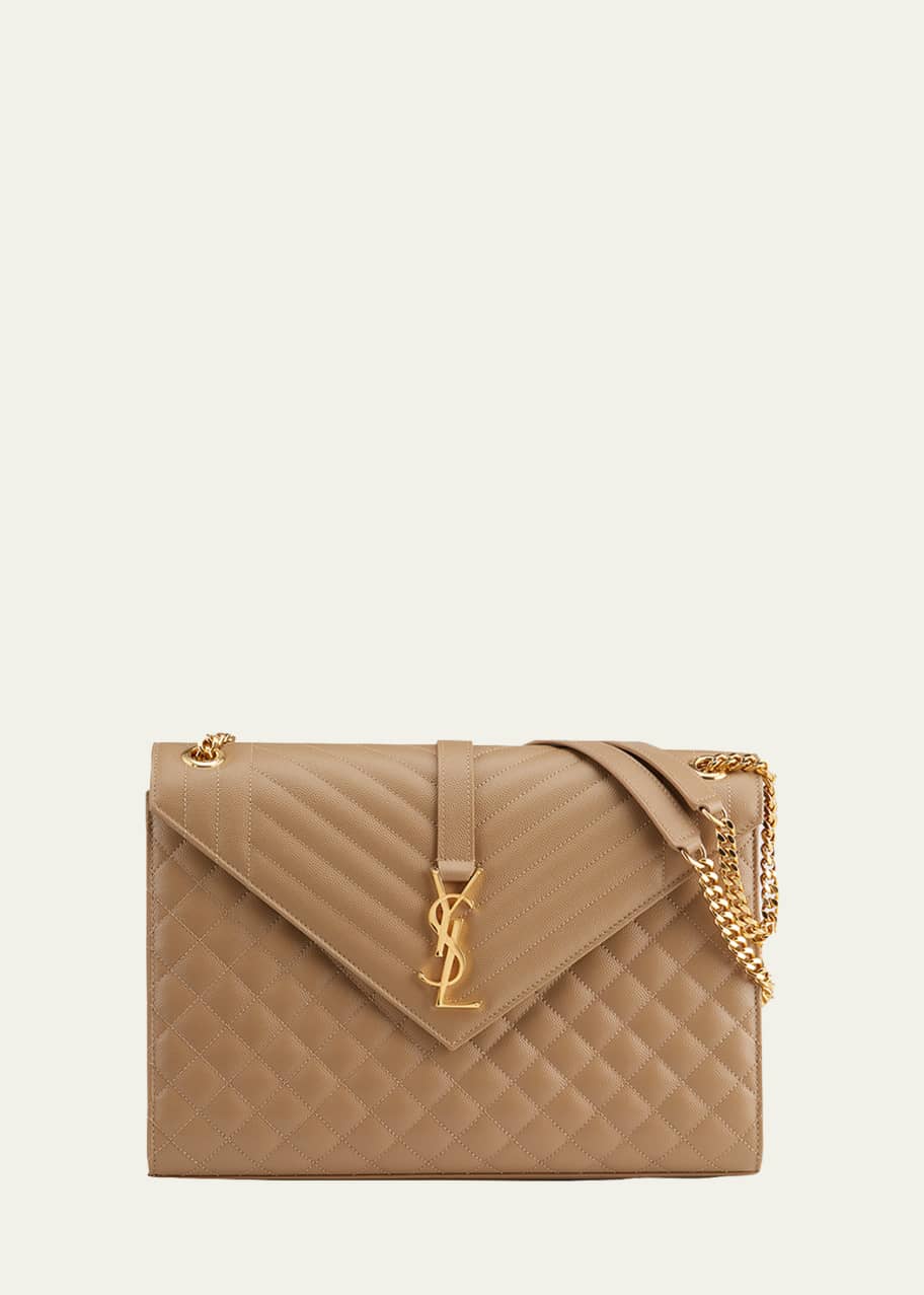 Saint Laurent Monogram Ysl V Flap Large Tri Quilt Envelope Chain Shoulder Bag Golden Hardware Bergdorf Goodman