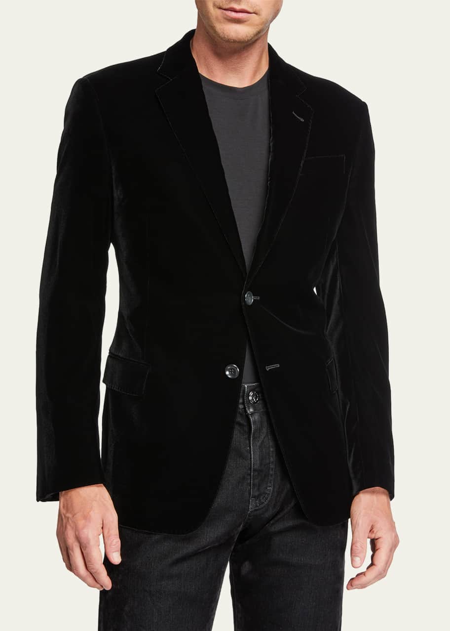 Giorgio Armani Men's Velvet Two-Button Jacket - Bergdorf Goodman