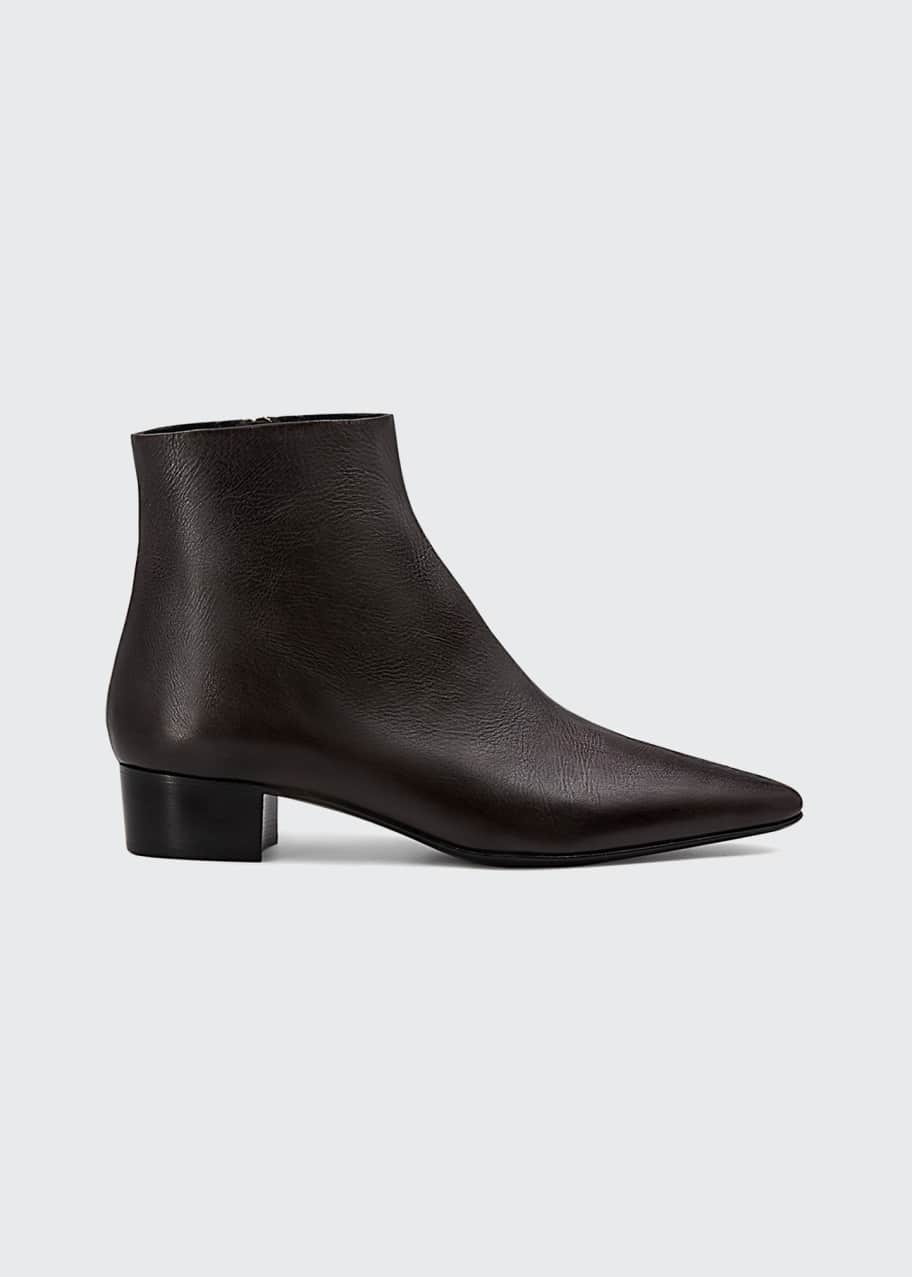 donor albue Topmøde THE ROW Ambra Point-Toe Leather Ankle Boots - Bergdorf Goodman