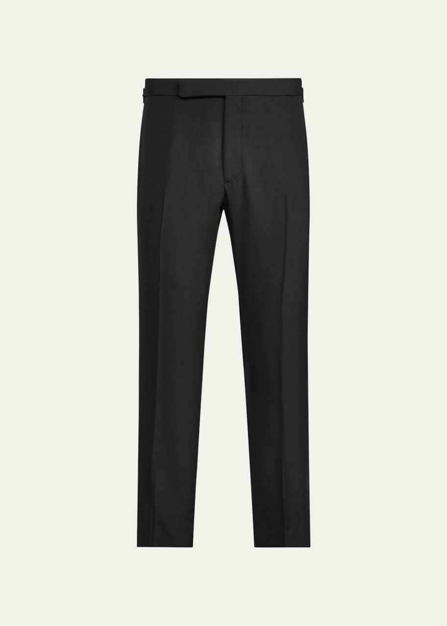 Men's Gregory Wool Barathea Tapered Tuxedo Pants