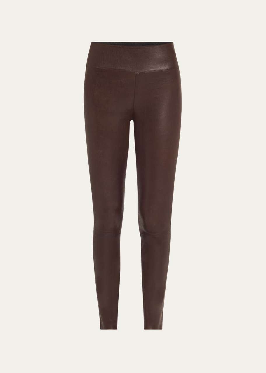 Image 1 of 1: High-Waist Leather Ankle Leggings