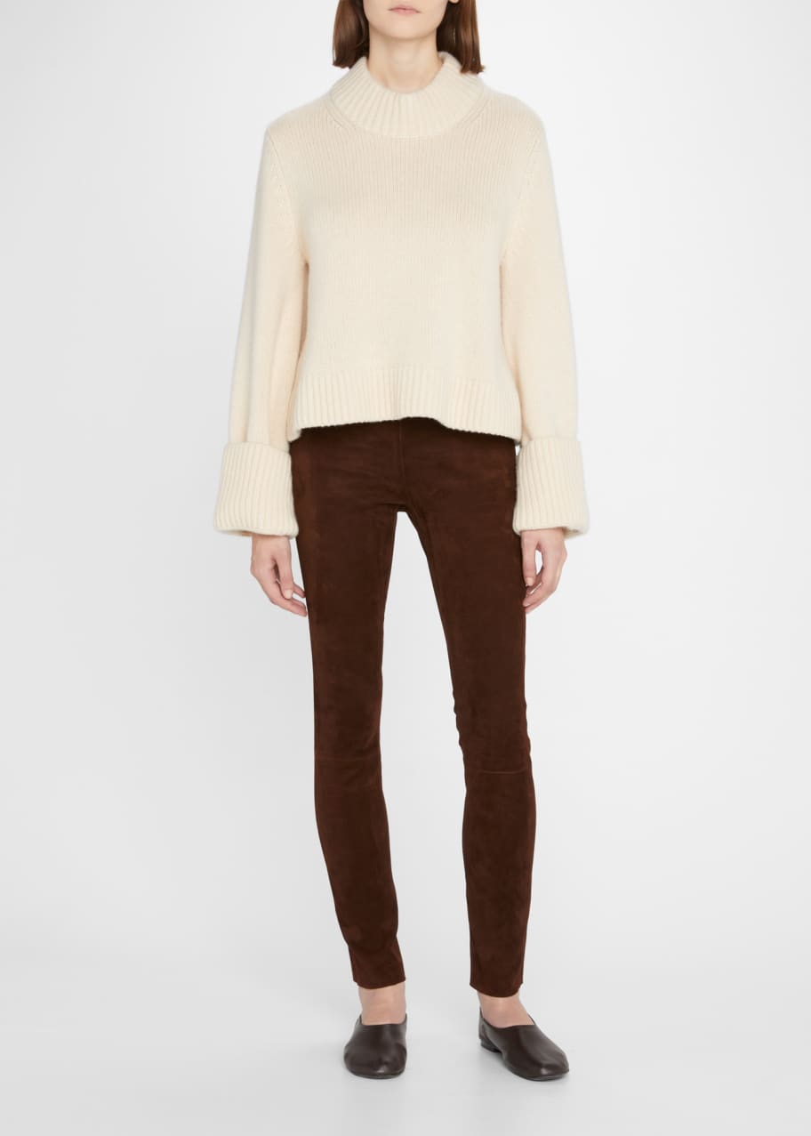 Image 1 of 1: High-Waist Suede Ankle Leggings