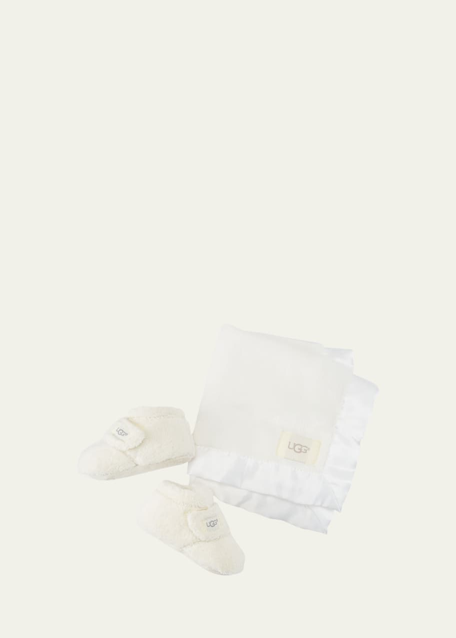 Girl's Bixbee Booties & Lovey Baby Blanket Set