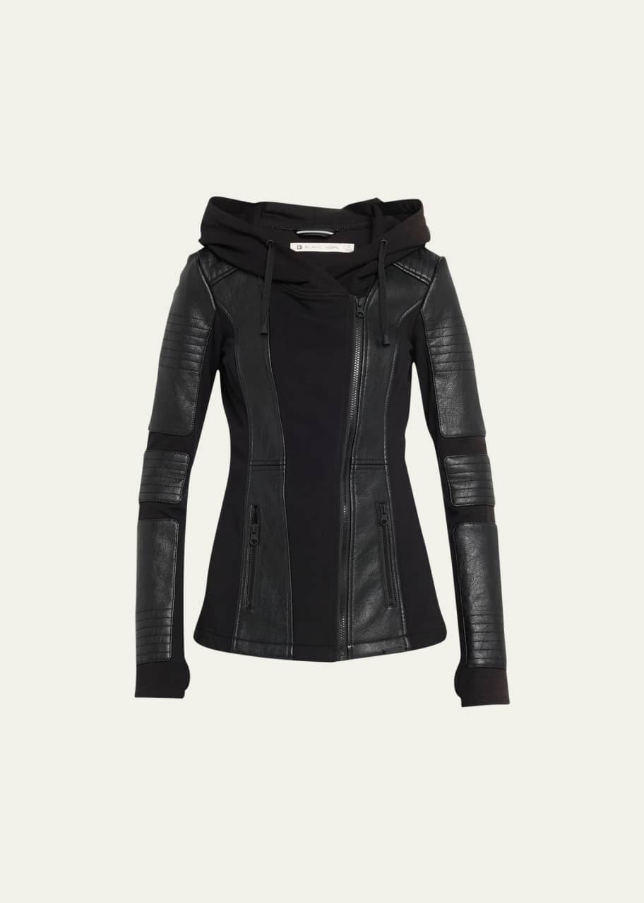 Blanc noir hooded moto jacket cheap