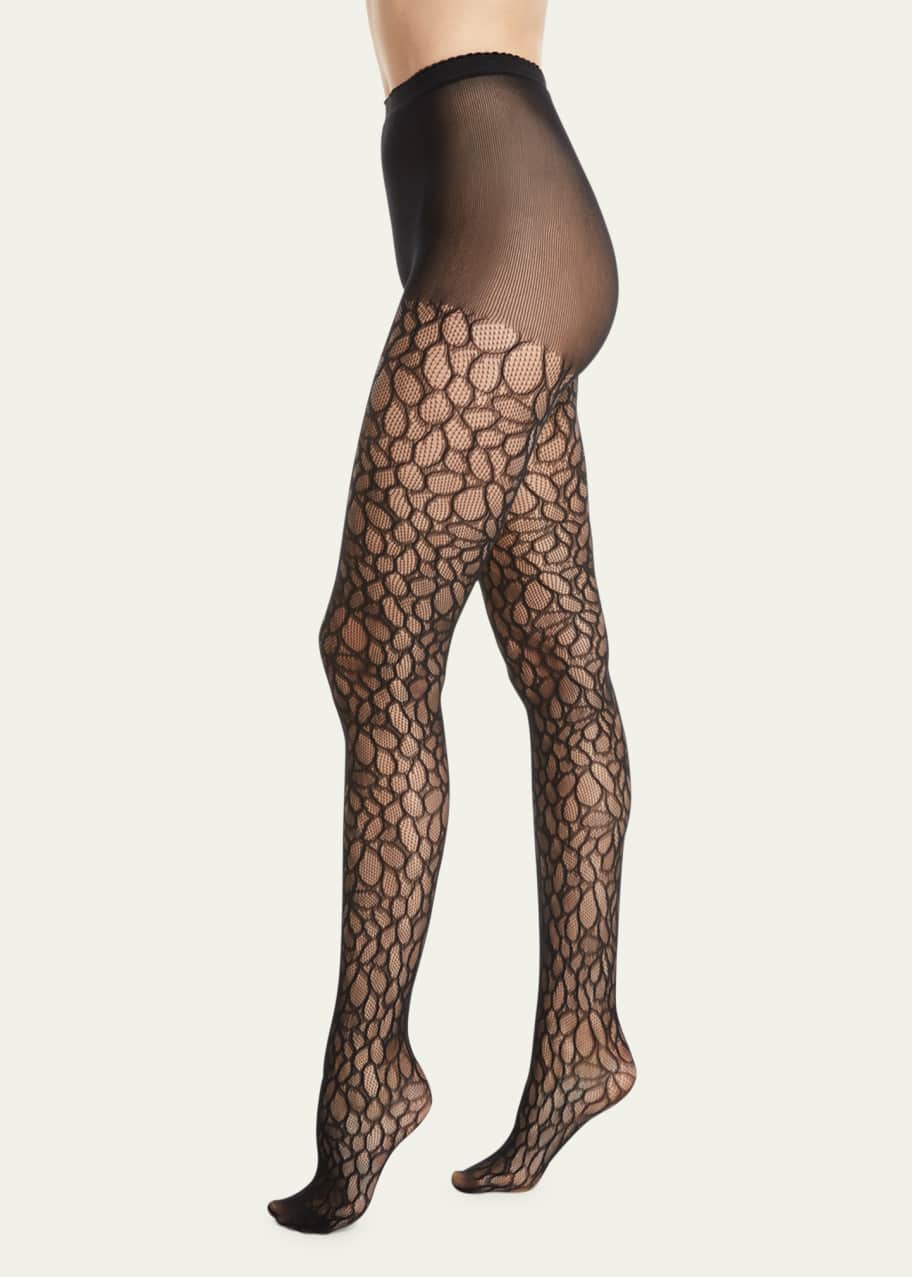 Image 1 of 1: Deco Lace Net Sheer Control-Top Tights