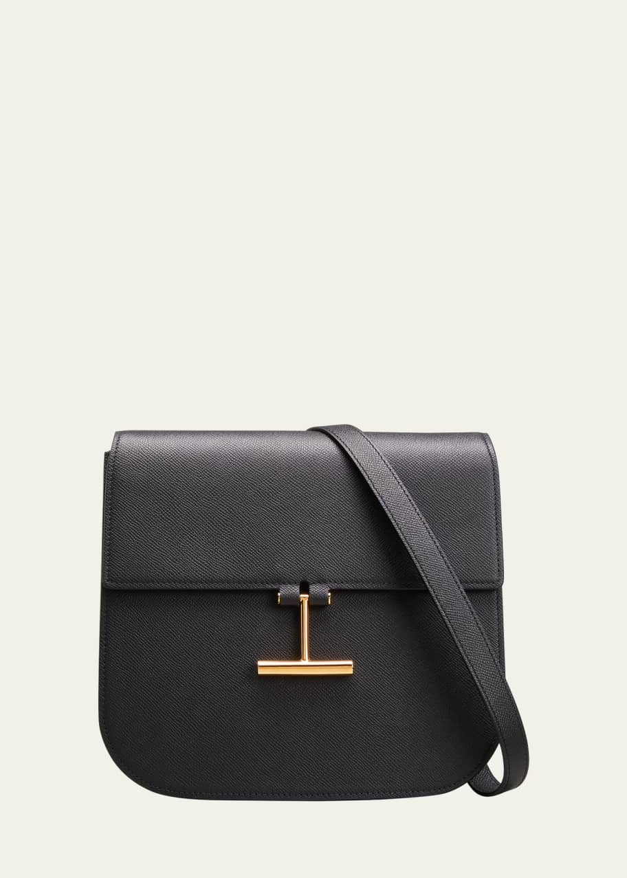 Image 1 of 1: Tara Large Crossbody in Grained Leather with Leather Strap