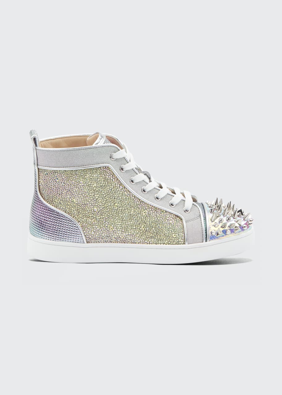 Christian Louboutin Men's Loox Strass Mixed-Media Mid-Top Sneakers ...