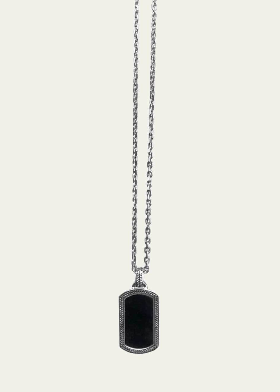 Image 1 of 1: Men's Onyx Dog Tag Necklace, 20"