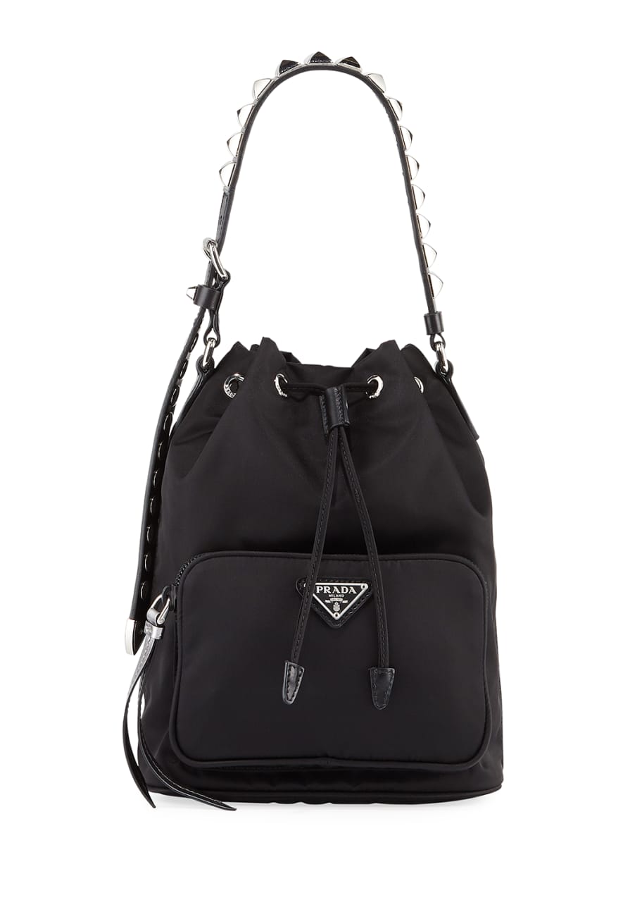 Prada Prada Black Nylon Bucket Bag with Studding - Bergdorf Goodman