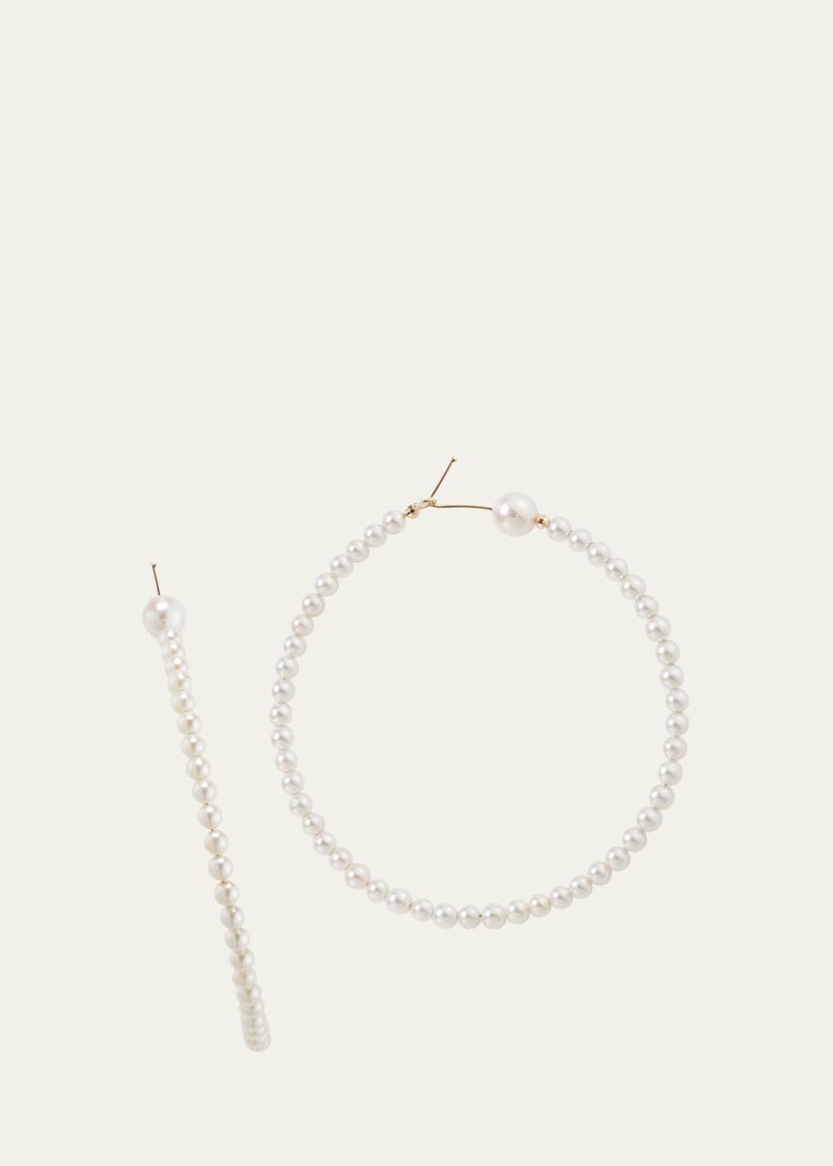 14k Gold Medium Pearl Hoop Earrings