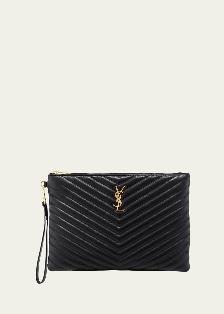 Image 1 of 1: YSL Monogram Medium Pouch in Smooth Leather