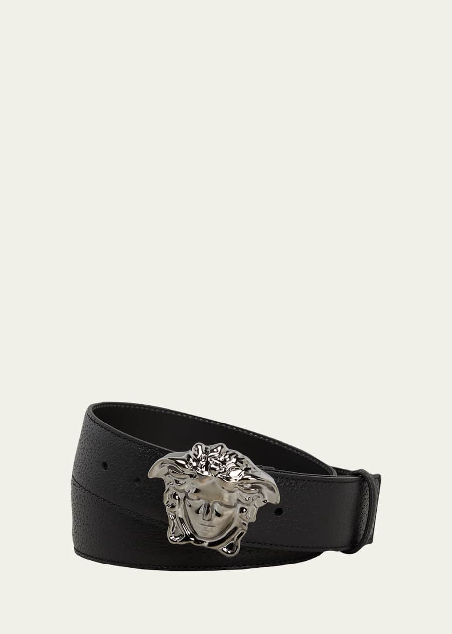 Versace Men's Leather Medusa-Buckle Belt - Bergdorf Goodman