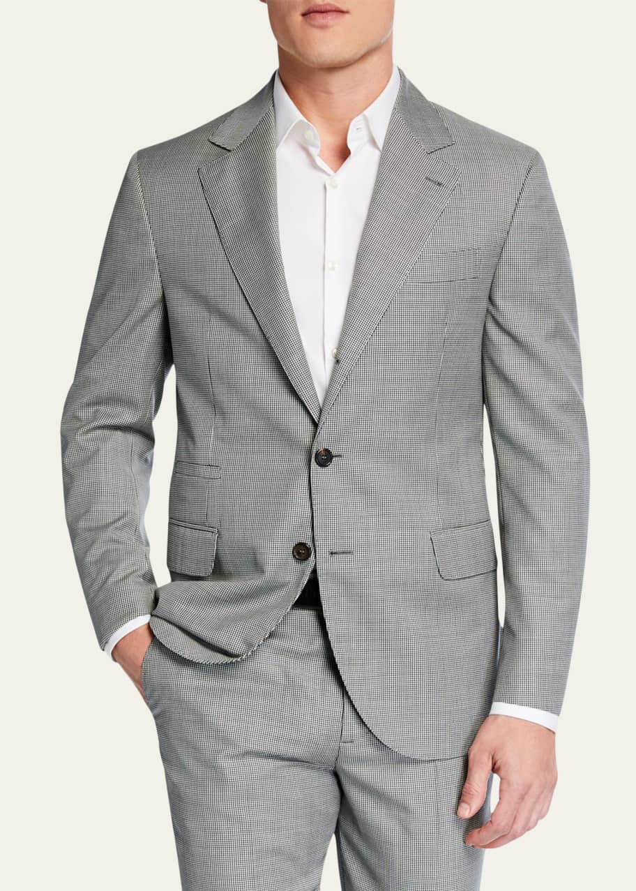 Image 1 of 1: Men's Micro-Houndstooth Two-Piece Wool Suit