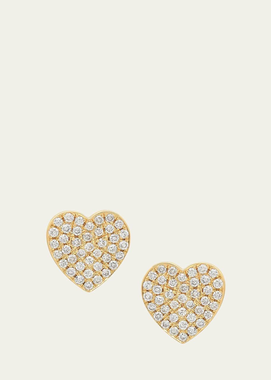 Image 1 of 1: 18k Diamond Pave Heart Stud Earrings