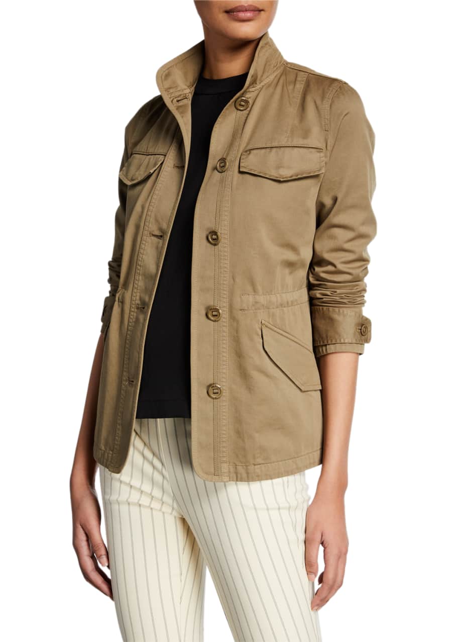 Image 1 of 1: Daniella Washed Button-Front Utility Jacket