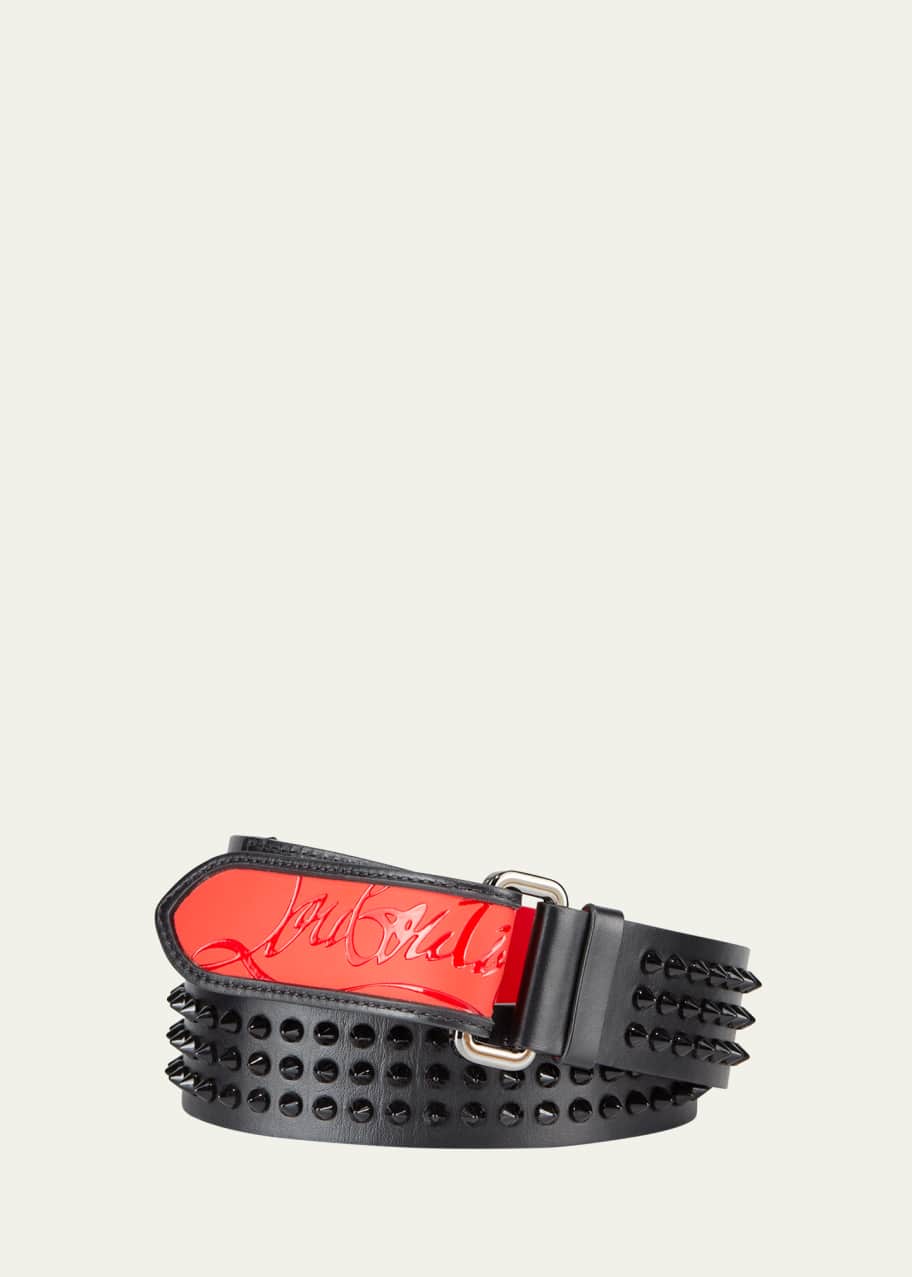 Christian Louboutin Men s Loubi Signature Tonal Spike Leather Belt Bergdorf Goodman