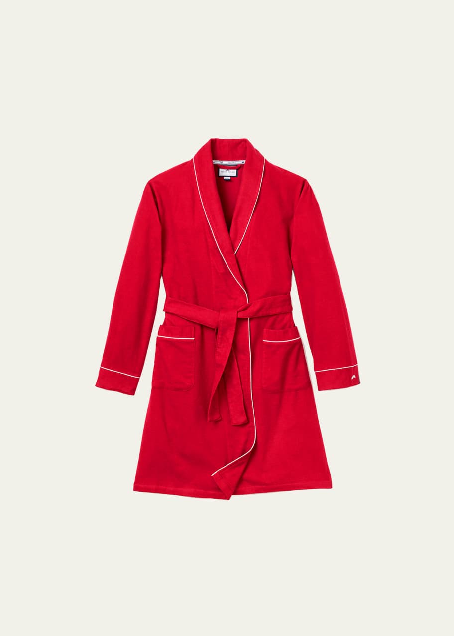 Image 1 of 1: Flannel Contrast-Piping Robe, Size 2-14